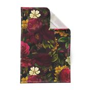 Vintage Summer Romanticism: Maximalism Bold Moody Florals - Antiqued burgundy Roses and Nostalgic Gothic Mystic Night 7-  Antique Botany Wallpaper and Victorian Goth Mystic inspired