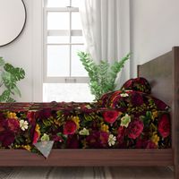 Vintage Summer Romanticism: Maximalism Bold Moody Florals - Antiqued burgundy Roses and Nostalgic Gothic Mystic Night 7-  Antique Botany Wallpaper and Victorian Goth Mystic inspired