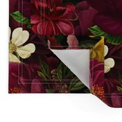 Vintage Summer Romanticism: Maximalism Bold Moody Florals - Antiqued burgundy Roses and Nostalgic Gothic Mystic Night 7-  Antique Botany Wallpaper and Victorian Goth Mystic inspired