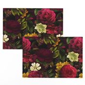 Vintage Summer Romanticism: Maximalism Bold Moody Florals - Antiqued burgundy Roses and Nostalgic Gothic Mystic Night 7-  Antique Botany Wallpaper and Victorian Goth Mystic inspired