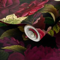 Vintage Summer Romanticism: Maximalism Bold Moody Florals - Antiqued burgundy Roses and Nostalgic Gothic Mystic Night 7-  Antique Botany Wallpaper and Victorian Goth Mystic inspired