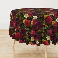 Vintage Summer Romanticism: Maximalism Bold Moody Florals - Antiqued burgundy Roses and Nostalgic Gothic Mystic Night 7-  Antique Botany Wallpaper and Victorian Goth Mystic inspired