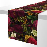 Vintage Summer Romanticism: Maximalism Bold Moody Florals - Antiqued burgundy Roses and Nostalgic Gothic Mystic Night 7-  Antique Botany Wallpaper and Victorian Goth Mystic inspired