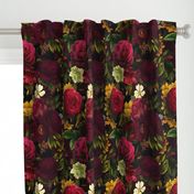 Vintage Summer Romanticism: Maximalism Bold Moody Florals - Antiqued burgundy Roses and Nostalgic Gothic Mystic Night 7-  Antique Botany Wallpaper and Victorian Goth Mystic inspired