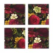 Vintage Summer Romanticism: Maximalism Bold Moody Florals - Antiqued burgundy Roses and Nostalgic Gothic Mystic Night 7-  Antique Botany Wallpaper and Victorian Goth Mystic inspired