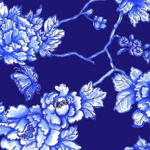 chinoiserie floral on navy