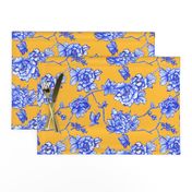 chinoiserie floral on golden yellow