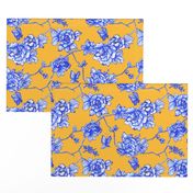 chinoiserie floral on golden yellow