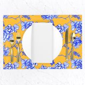 chinoiserie floral on golden yellow