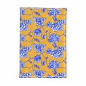 chinoiserie floral on golden yellow
