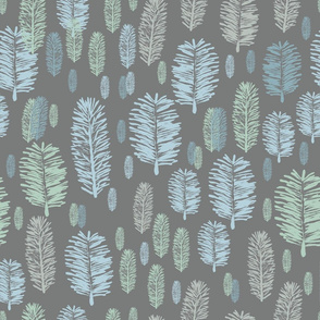 Winter Forest-Virgin Forest illustration seamless Repeat Pattern Background