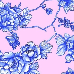 chinoiserie floral on blush