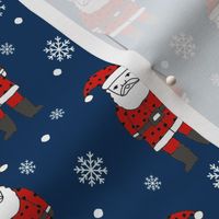 christmas fabric - santa claus fabric, christmas fabric by the yard, holiday fabric, snowflakes fabric, snowflakes, hand-drawn illustration, cute christmas fabric, cute christmas - navy