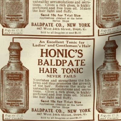 Honic's Baldpate Hair Tonic 1918 advertisement