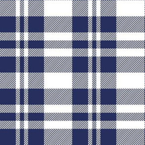 Hygge Christmas plaid pattern // white and navy blue