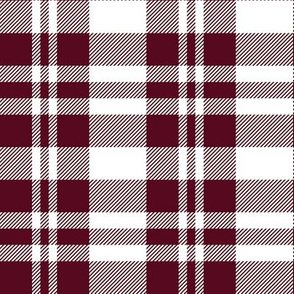 Hygge Christmas plaid pattern // white and red bordeaux