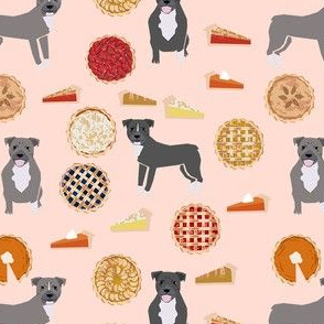 thanksgiving pies pitbull fabric  - dogs and pies fabric, pitbull fabric, cute pitbull fabric, pitbulls, thanksgiving, pies fabric, food fabric -  light