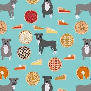 thanksgiving pies pitbull fabric  - dogs and pies fabric, pitbull fabric, cute pitbull fabric, pitbulls, thanksgiving, pies fabric, food fabric - blue