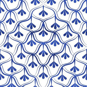 Decorative Christmas pattern // small scale // white and royal blue