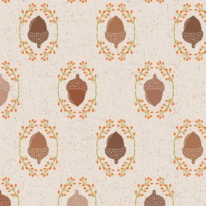 Bold Shades of Brown Autumn Acorn + Rosehip Textured Damask // Sing for Your Supper Modern Farmhouse Collection // Autumn Edition