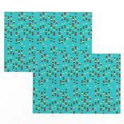 Little Flying Geese on Aqua | Retro Festive