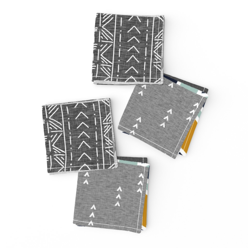 Wild Thing Safari Quilt - grey, navy, mint, gold