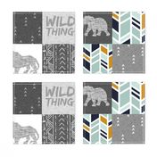 Wild Thing Safari Quilt - grey, navy, mint, gold