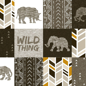 Wild Thing Safari Quilt - Mustard, Beige, And Brown