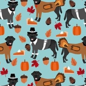 thanksgiving black labrador fabric - black lab fabric, doodle dog fabric, thanksgiving fabric, cute dog fabric, dog breeds fabric, - blue