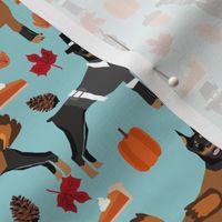 thanksgiving doberman fabric - doberman fabric, doodle dog fabric, thanksgiving fabric, cute dog fabric, dog breeds fabric, - blue