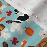 labradoodle thanksgiving fabric - dog, dogs, cute dog, labradoodles, cream labradoodle, fall, pumpkin