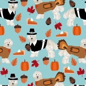 labradoodle thanksgiving fabric - dog, dogs, cute dog, labradoodles, cream labradoodle, fall, pumpkin