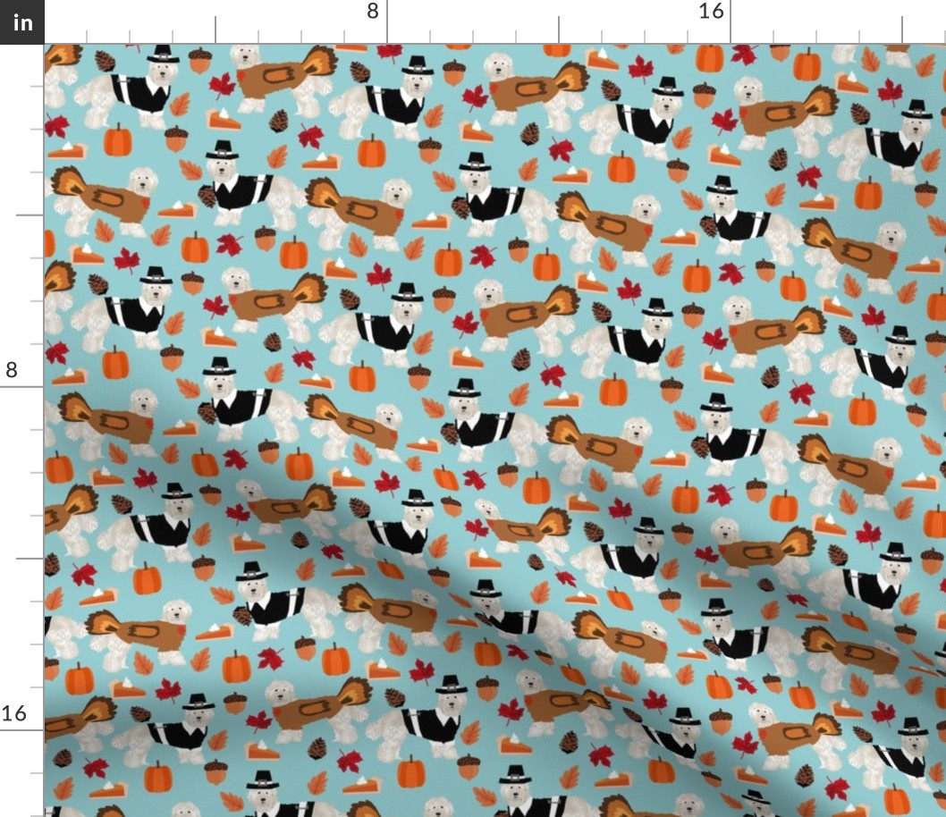 labradoodle thanksgiving fabric - dog, dogs, cute dog, labradoodles, cream labradoodle, fall, pumpkin