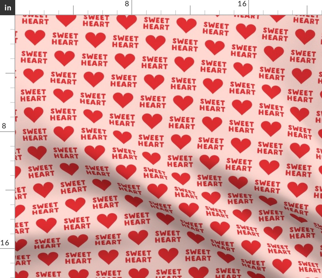 sweet heart - valentines- red on pink