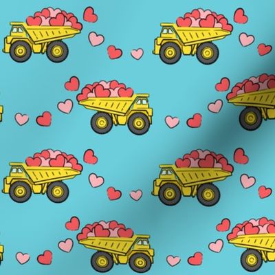 tons of love - valentines day trucks with hearts -  blue p