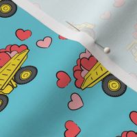 tons of love - valentines day trucks with hearts -  blue p