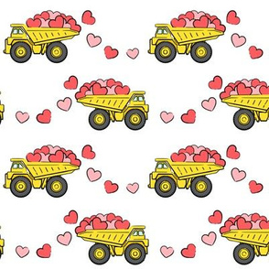 tons of love - valentines day- trucks with hearts - white p