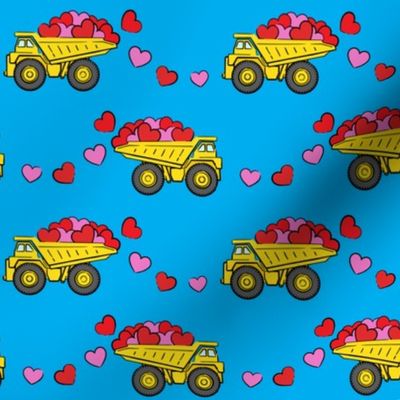 tons of love - valentines day- trucks with hearts -  blue 