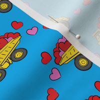 tons of love - valentines day- trucks with hearts -  blue 