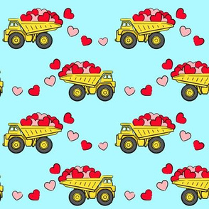 tons of love - valentines day trucks with hearts -  light blue