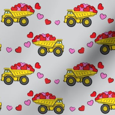 tons of love - valentines day trucks with hearts -  grey