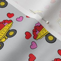 tons of love - valentines day trucks with hearts -  grey