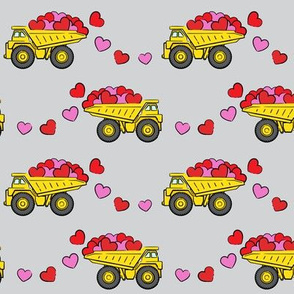 tons of love - valentines day trucks with hearts -  grey