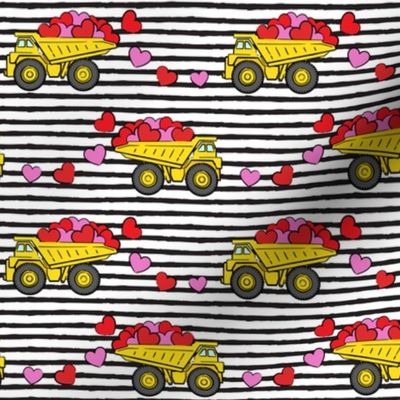 tons of love - valentines day trucks with hearts -  black stripes