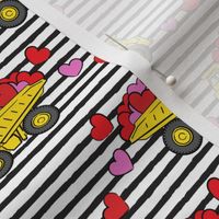 tons of love - valentines day trucks with hearts -  black stripes