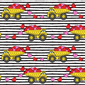 tons of love - valentines day trucks with hearts -  black stripes