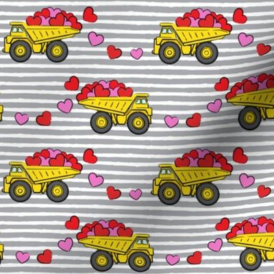 tons of love - valentines day trucks with hearts -  grey stripes