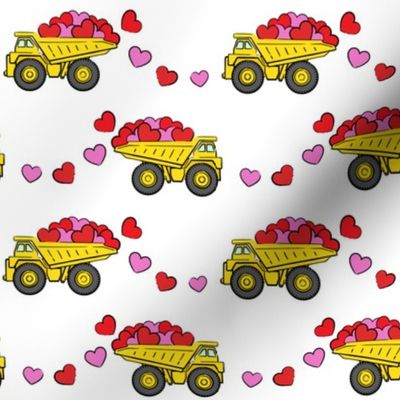 tons of love - valentines day trucks with hearts -  white