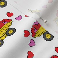 tons of love - valentines day trucks with hearts -  white
