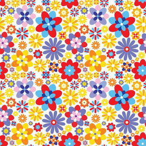 Pop of Color 1960 Flowers on White